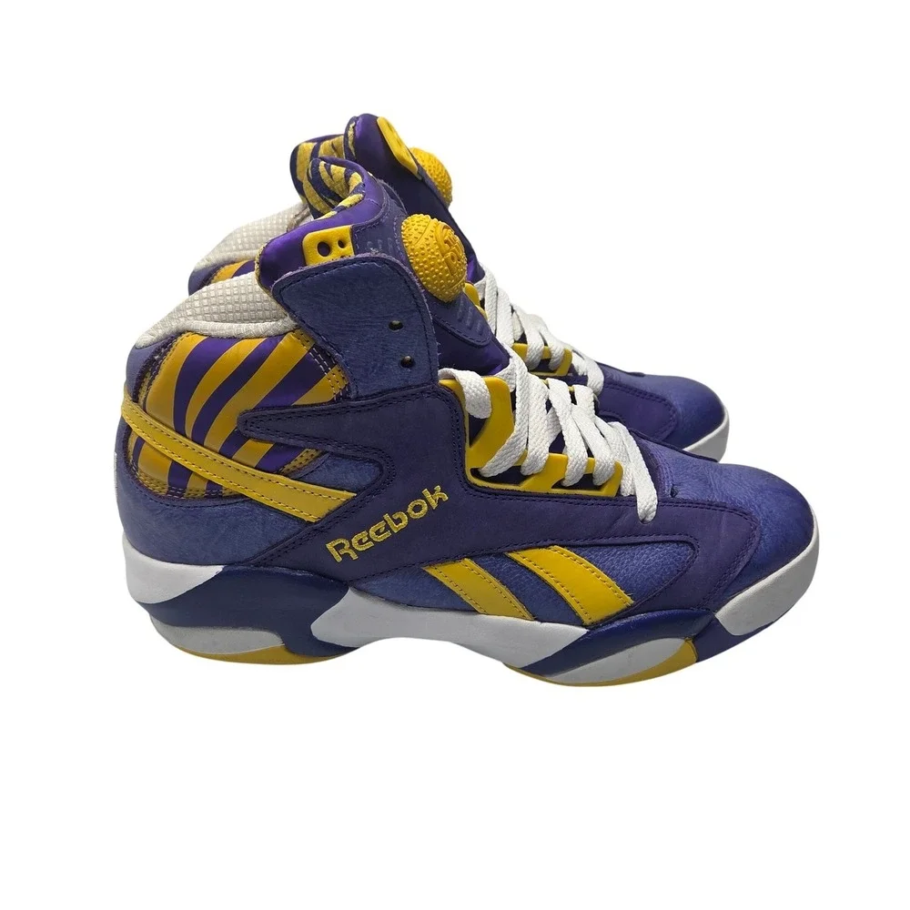 Reebok The Pump Shaq Attaq Sneakers Shoes LSU Tigers Lakers Purple Yellow Mens 9